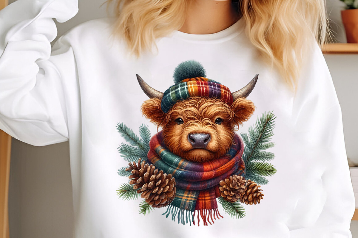 Watercolor Christmas Highland Cow, an Illustration by SinaCreation (Photo 4 of 7)