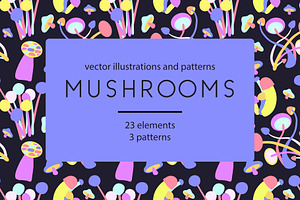 MUSHROOMS. Vector Set for your work.