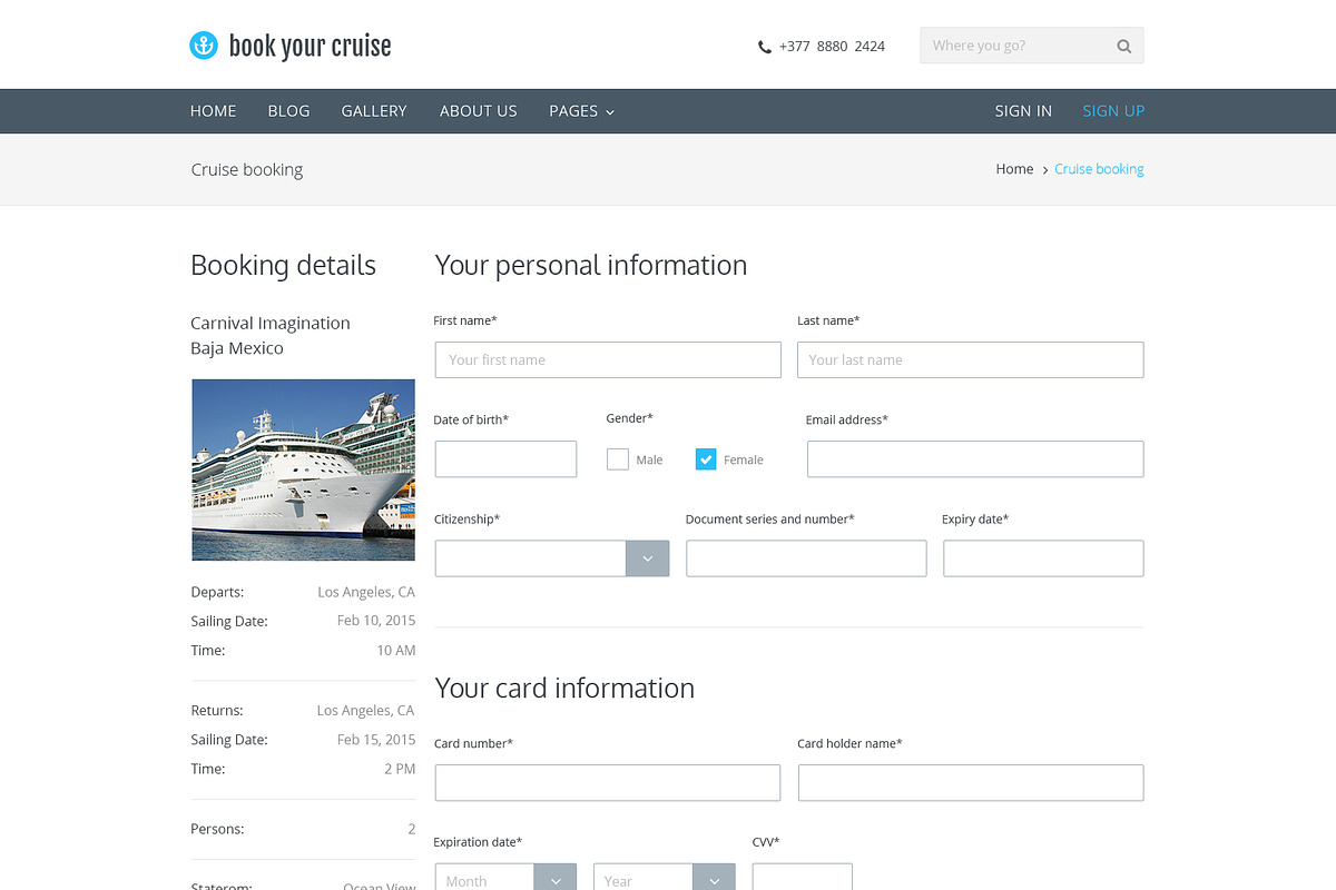 Book Your Cruise - Booking PSD, a Websites & App Template by bestwebsoft (Photo 3 of 5)