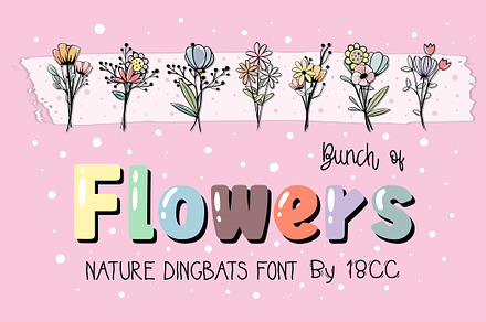 Bunch of Flowers OTF Dingbats Font, a Symbol Font by DREAMs Soul G.