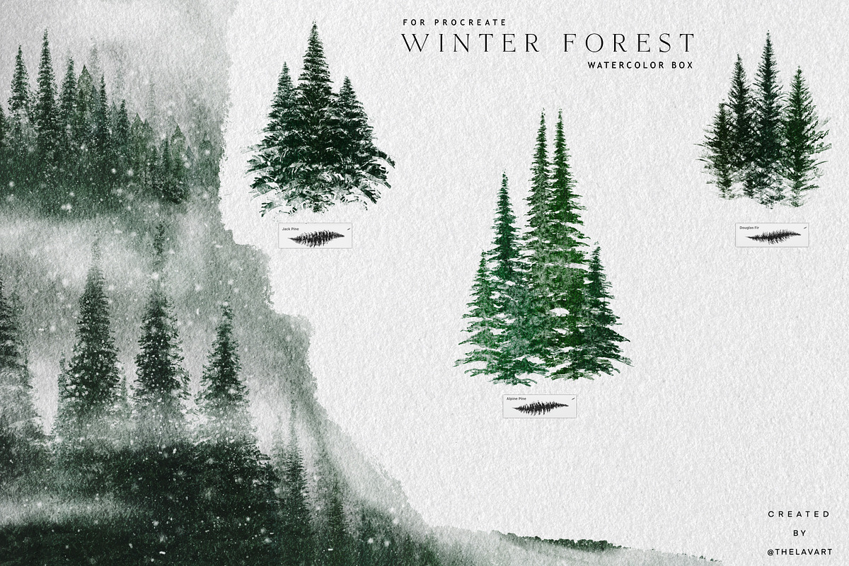 Winter Forest Box for Procreate, a Brush Add-On by Liquid Amethyst Art (Photo 5 of 13)