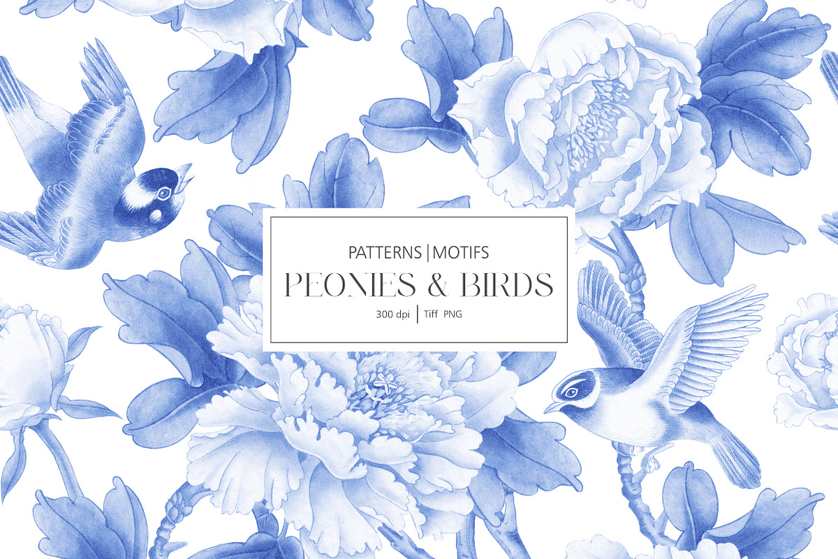 PEONIES AND BIRDS, a Pattern Graphic by Kate Demyanovska (Photo 2 of 10)