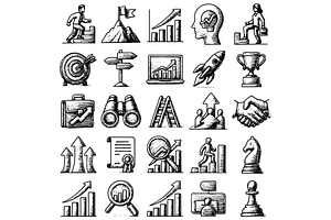Business Growth Icon Set, an Object Graphic by RT Studio