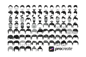 Mens Heads, Hair & Beards Set 2