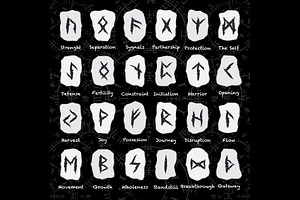 Viking runes white grunge stones
