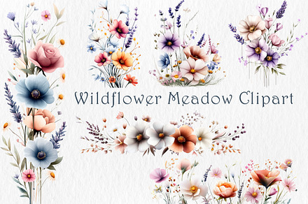 Wildflower Meadow Clipart, a Decorative Illustration by GalaDesign03