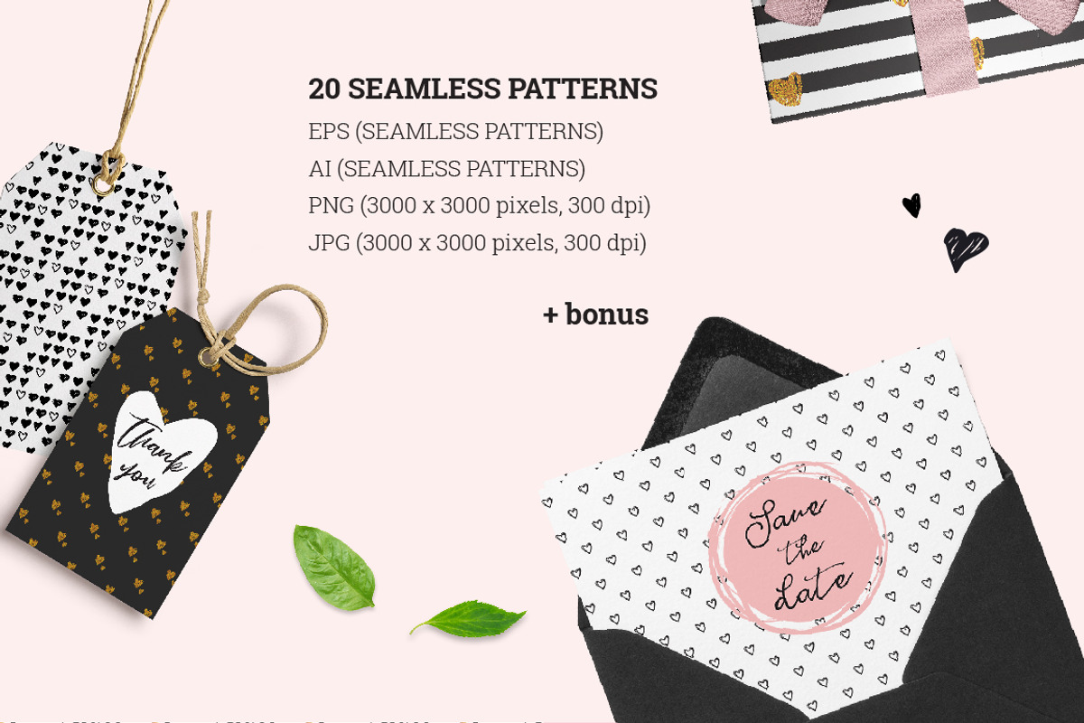 WITH LOVE- 20 seamless patterns, a Background Graphic by jenny lipets (Photo 2 of 9)