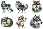 Watercolor Wolf Clipart Bundle, an Illustration by DreamArtGraphic (Thumbnail 4 of 6)