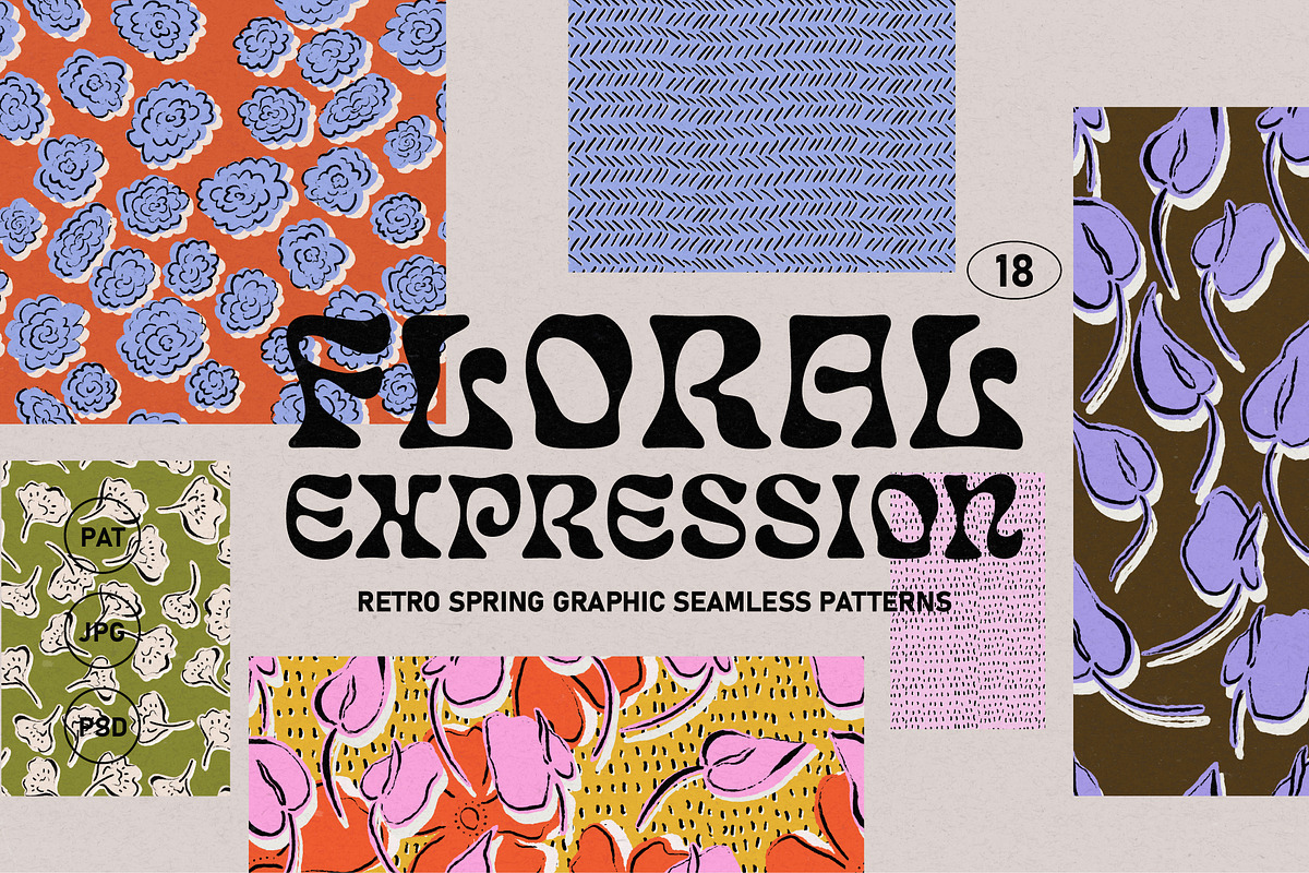 Spring Summer Floral Pattern Set, a Pattern Graphic by angelainthefields (Photo 1 of 6)
