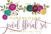 Jewel tone watercolor floral clipart, an Illustration by Freshmint Paperie (Thumbnail 2 of 3)