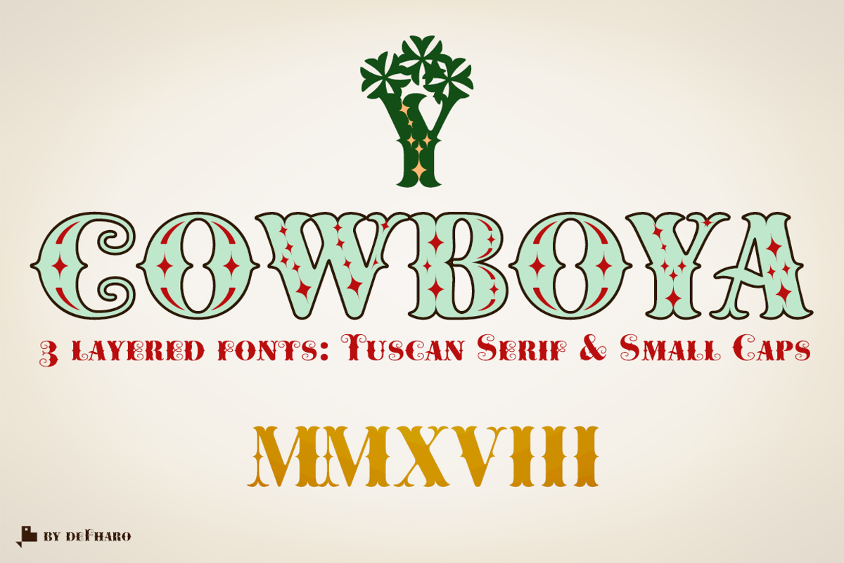 Cowboy Tuscan & Layered -3 fonts- preview 2