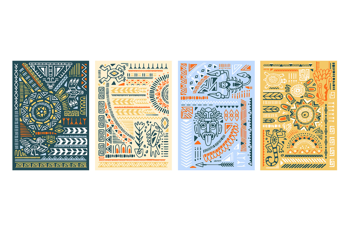 Aztec ornaments backgrounds set, a Decorative Illustration by PaperTrident (Photo 2 of 15)