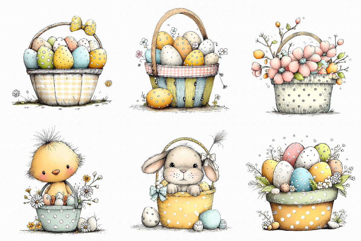 Easter Basket Clipart Set, an Illustration by Libby Wishes (Photo 4 of 8)