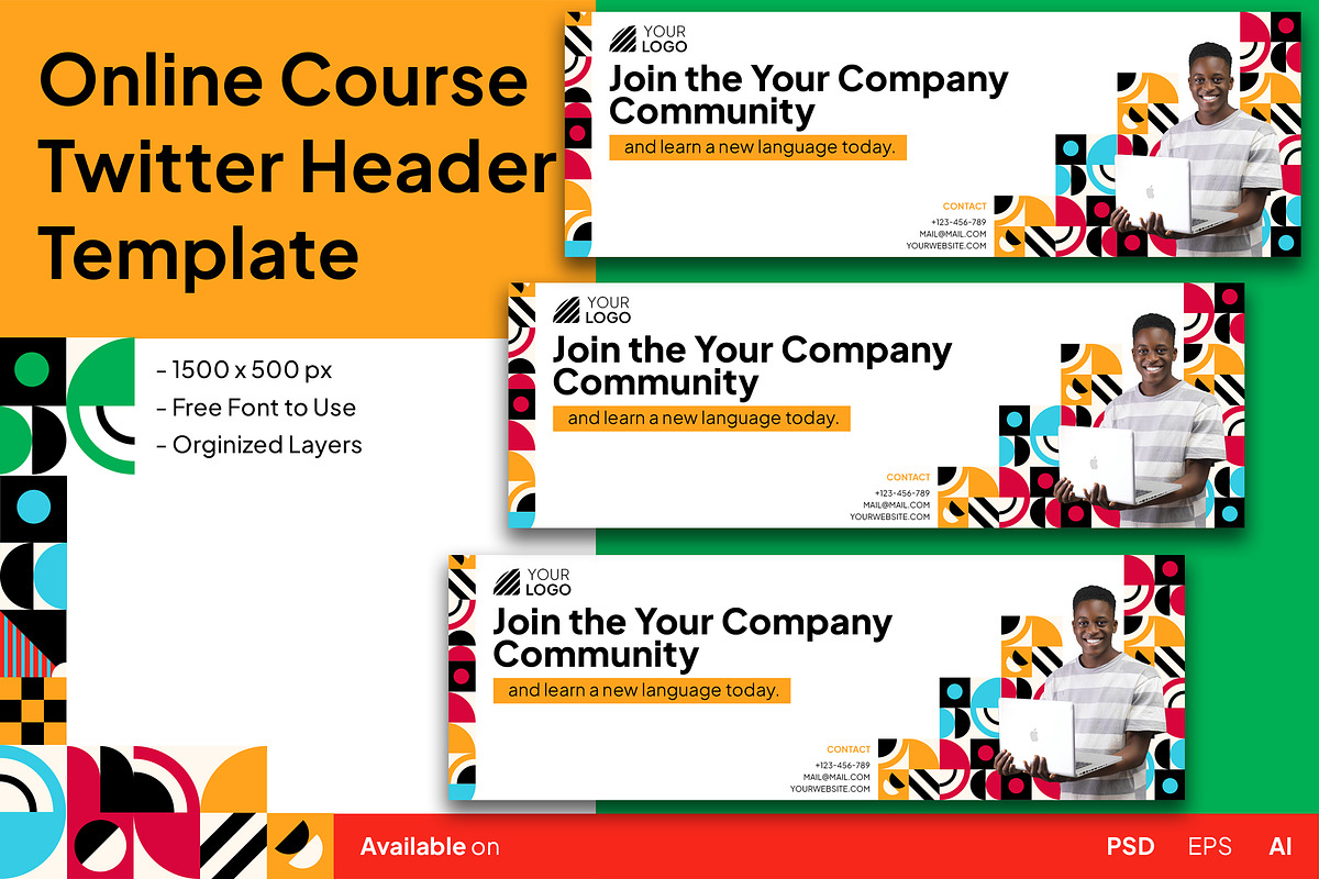 Language Course Twitter Header, a Print Template by Esensifiksi.studio (Photo 1 of 3)