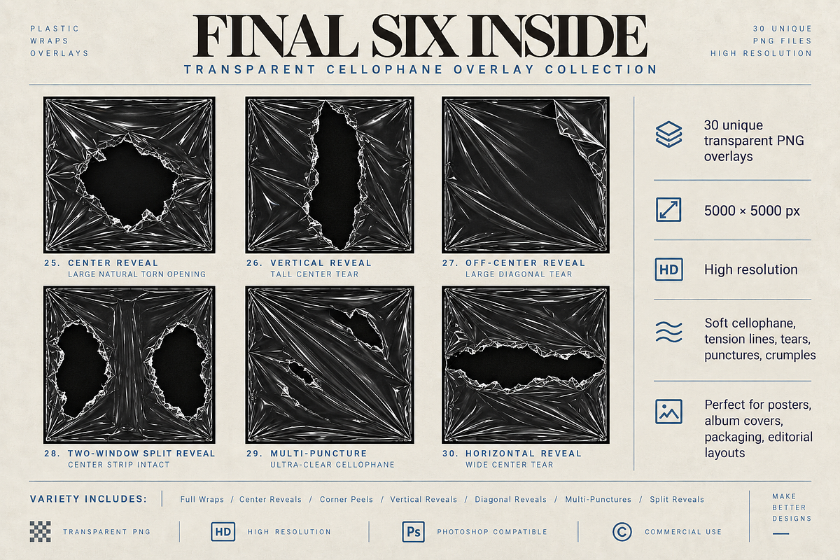 30 Transparent Plastic Wrap Overlays, a Texture Graphic by Designertale (Photo 5 of 10)