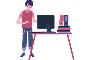 Vector man and online education, an Education Illustration by vectorpointstudio