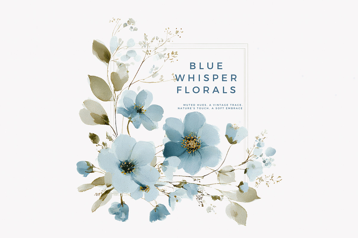 watercolor blue preppy floral clipar, an Illustration by Patishop Art (Photo 5 of 10)