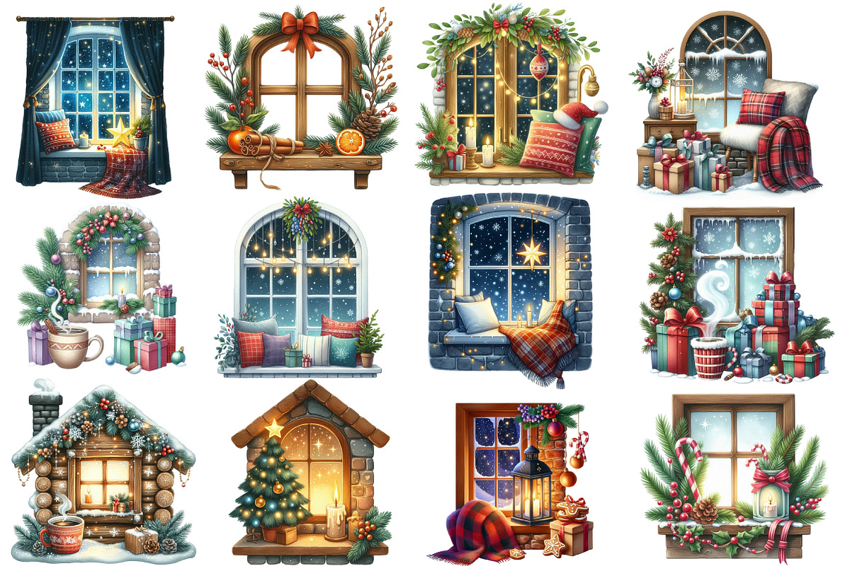 Christmas cozy window clipart, an Illustration by Designworld (Photo 5 of 6)
