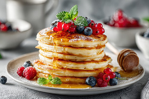 Delicious Pancakes with Berries Hone, a Photo by Pixeness Studio