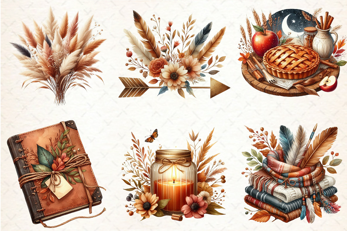 Boho Autumn Clipart, an Illustration by Libby Wishes (Photo 3 of 6)