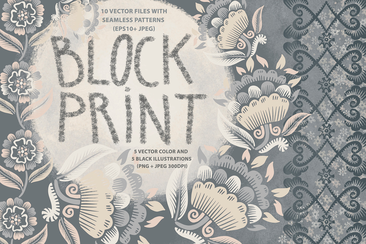 Block Print stylized floral, a Decorative Illustration by Tanna.ART (Photo 1 of 13)