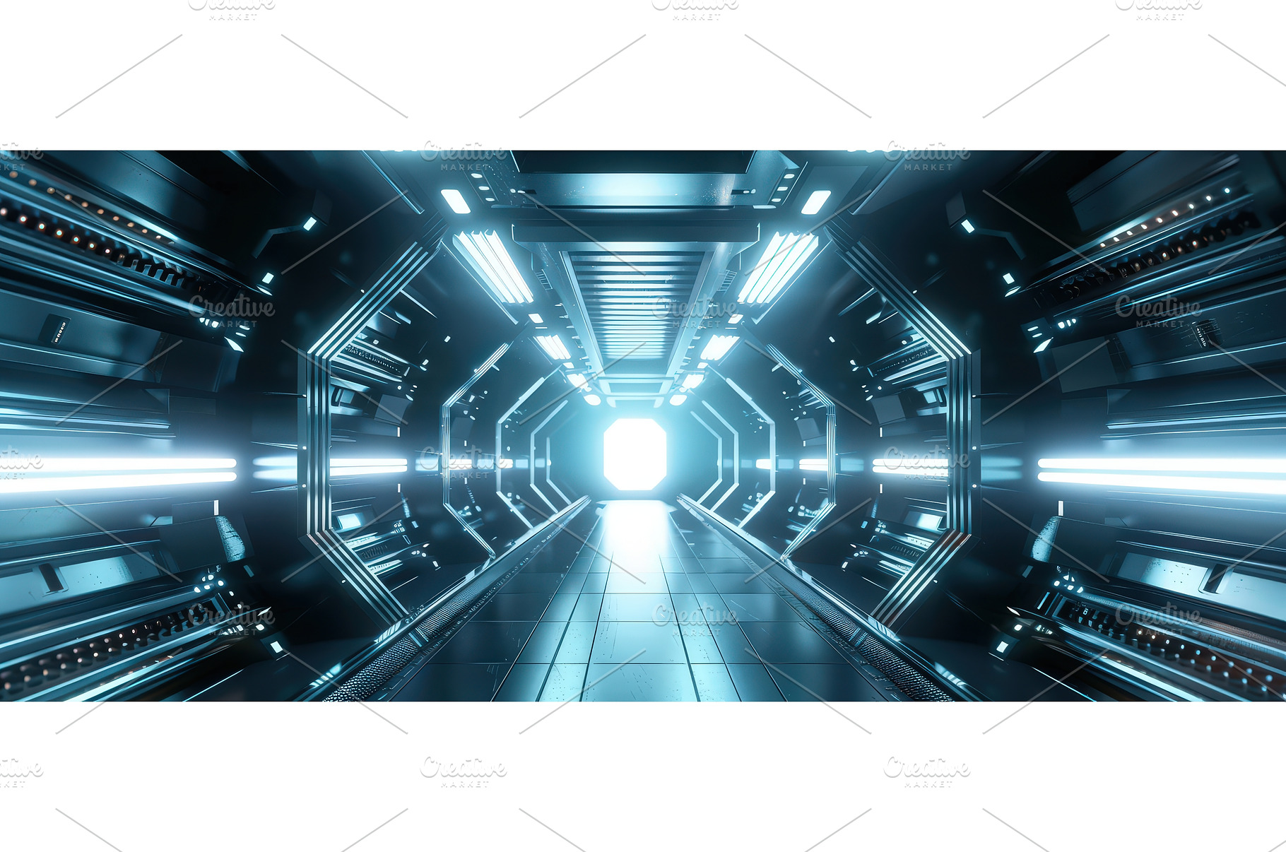Futuristic sci-fi spaceship corridor, a Technology Photo by piter.goskov
