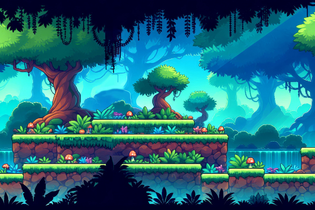 Fantasy Forest Platformer Game Art, a Decorative Illustration by 3D assets for your awesom (Photo 2 of 3)