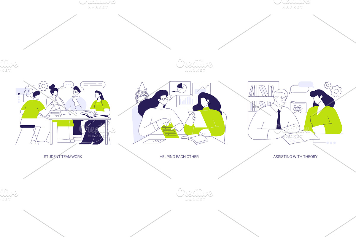 Peer tutoring isolated cartoon, an Education Illustration by Visual Generation