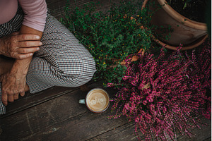 Close up of woman with coffee cup on, a Nature Photo by HalfPoint