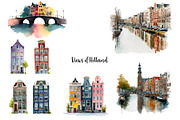 Watercolor Holland symbols clipart, an Object Illustration by Art and Funny (Thumbnail 3 of 6)