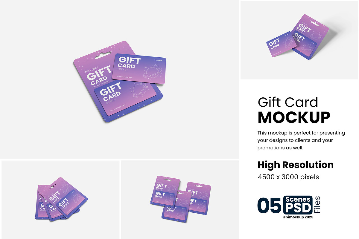 Gift Card Mockup, a Product Mockup by bimockup (Photo 1 of 6)
