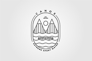 canoe kayak mountain logo., an Outline Icon by Rizkaarishandy_shop