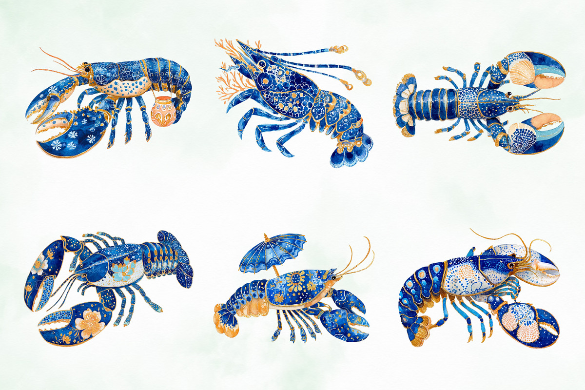 Pastel Summer Lobster Clipart, an Animal Illustration by Creative Art (Photo 2 of 8)