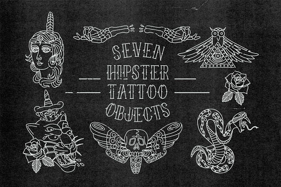 Vector Hipster Tattoos preview 3