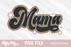 Mama Retro Leopard Print PNG File