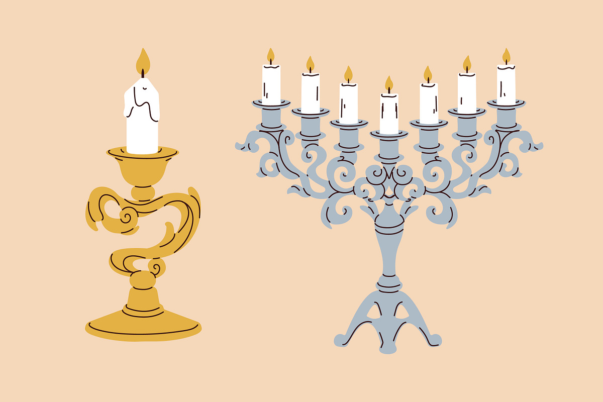 Candles in vintage candlesticks set, an Object Illustration by Good Studio (Photo 9 of 11)