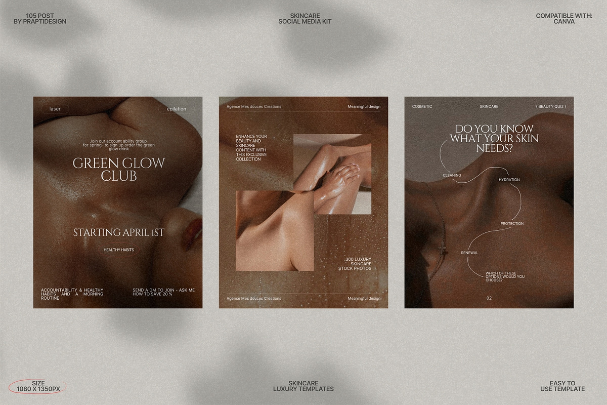 Minimal Skincare Post Kit Canva preview 7