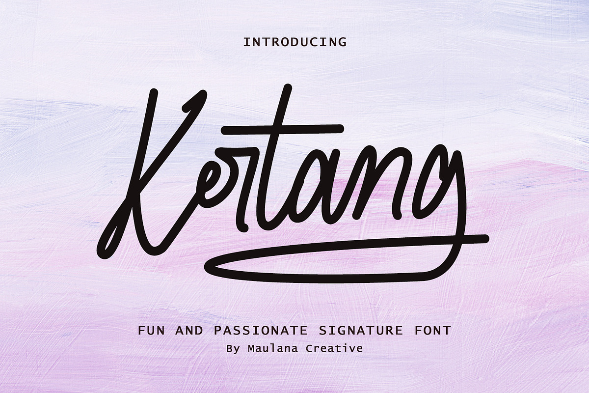 Kertang Elegant Monoline Signature, a Script Font by Maulana Creative (Photo 1 of 7)