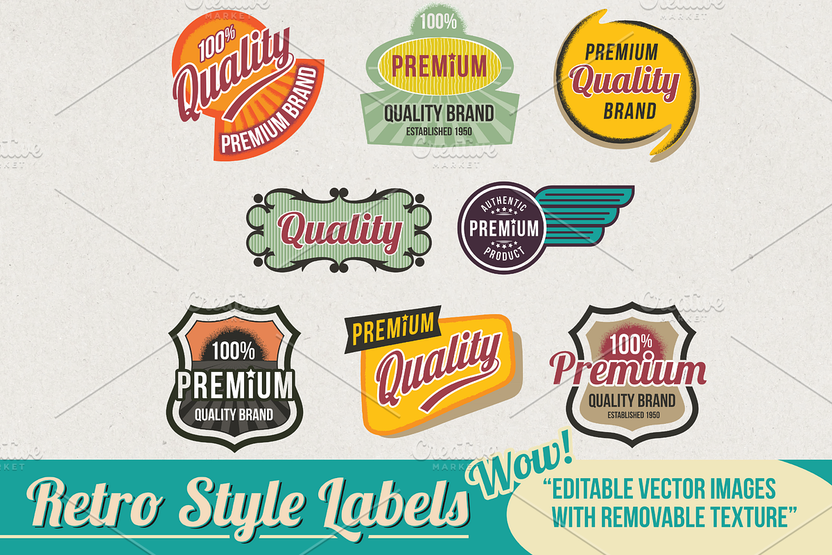 80+ Retro & Vintage Style Labels, a Branding & Logo Template by ThePhoton (Photo 2 of 9)
