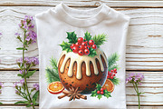 Watercolor Christmas Pudding Clipart, a Work Illustration by CraftArtStudio (Thumbnail 3 of 6)