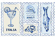 Hand drawn Amalfi coast postage, a Food Illustration by Zimages (Thumbnail 3 of 3)