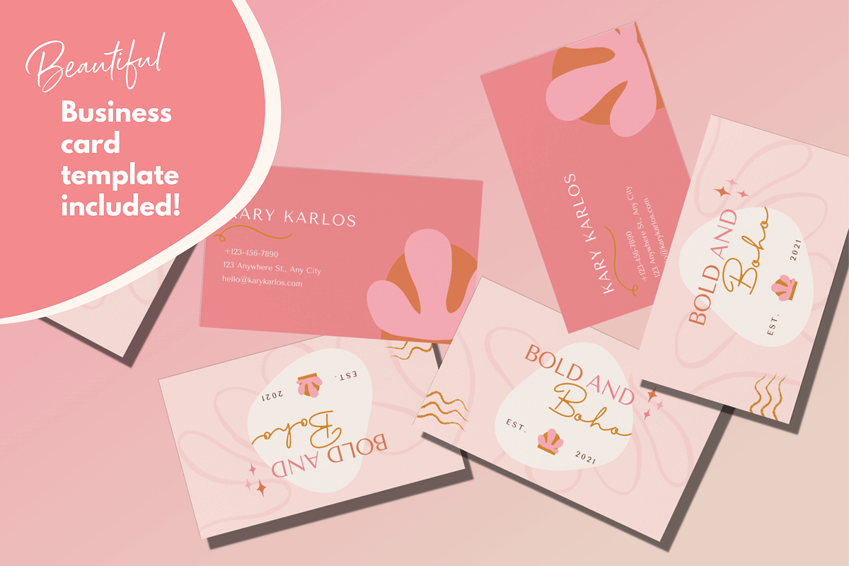 Boho logo design, Canva Branding Kit, a Branding & Logo Template by Kurly Creative (Photo 5 of 12)