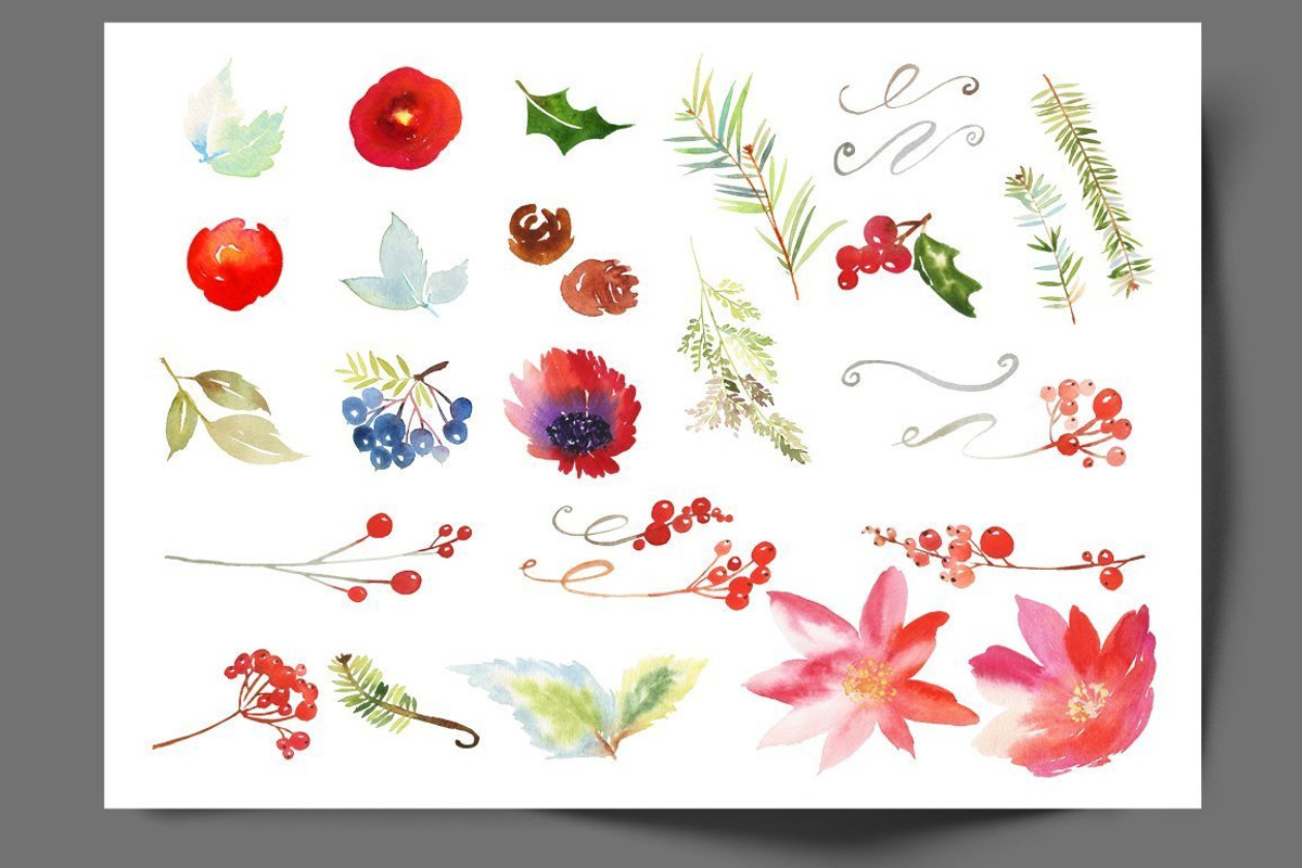 4-in-1 Watercolor Christmas Set, a Card Template by Karma (Photo 28 of 34)