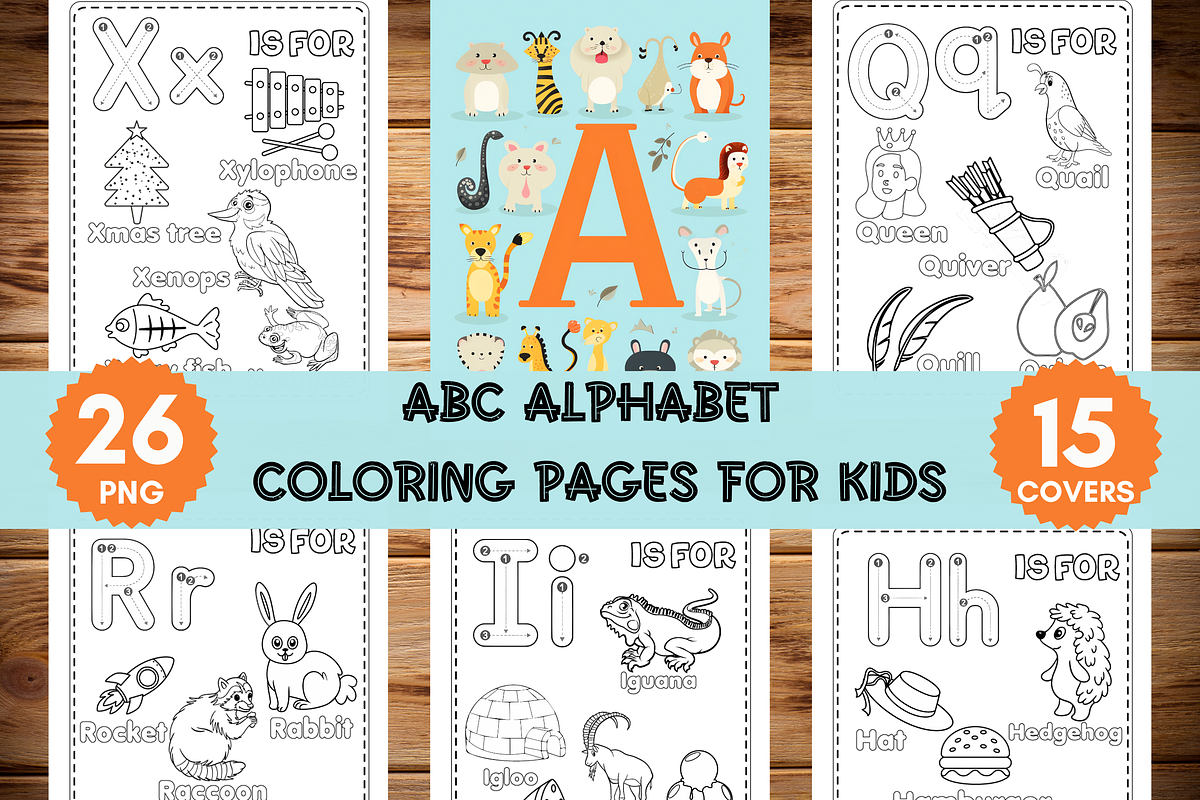 ABC Alphabet Coloring Pages for Kids, an Animal Illustration by LA Design