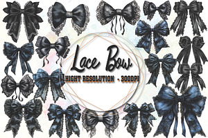 Coquette Black Lace Bows Clipart
