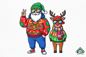 Christmas Santa Reindeer Png, an Illustration by Craft Nest