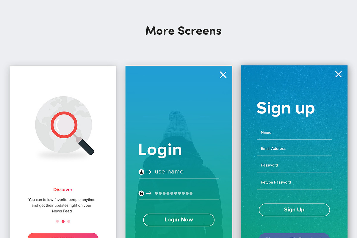 Ramro app template iOS, an UI Kit Template by Danfe Designs (Photo 8 of 8)