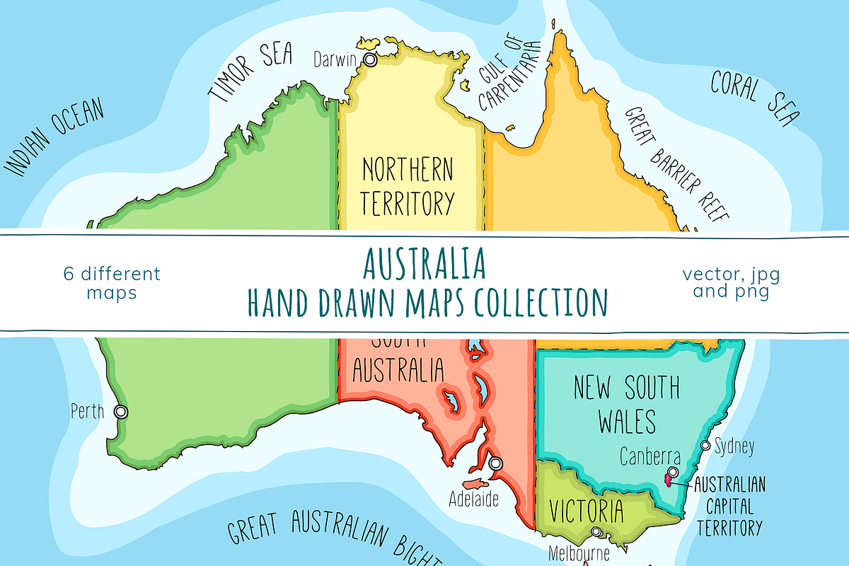 Australia Maps Collection, an Education Illustration by Illustrationsforteachers (Photo 1 of 6)