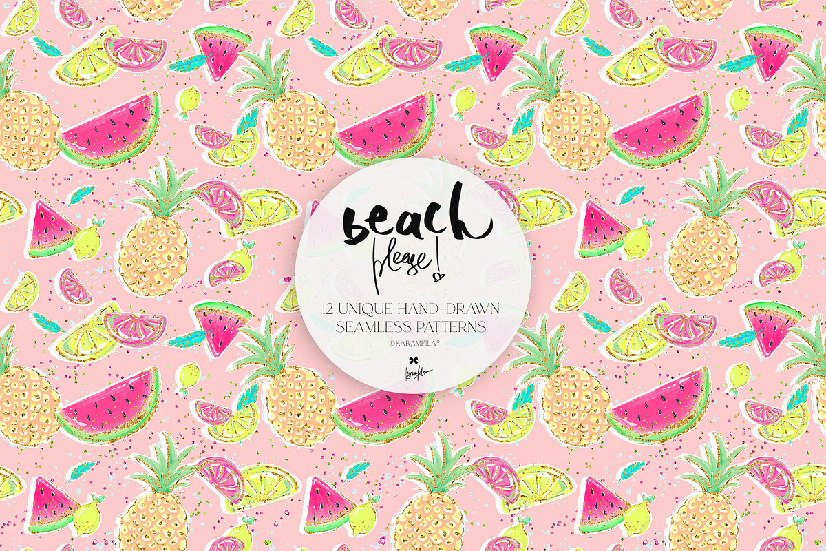 Summer Beach Camper Tropical Pattern, a Pattern Graphic by KaramfilaS (Photo 7 of 16)