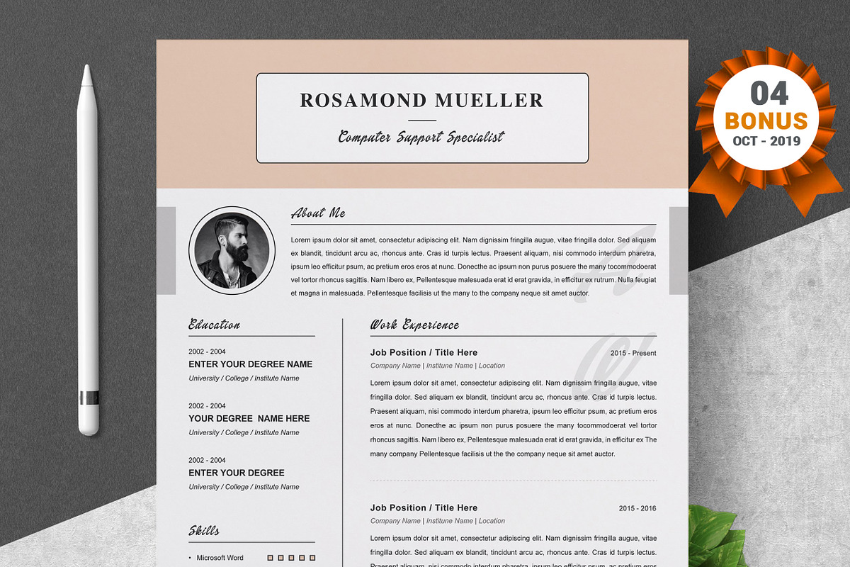 Resume/CV Bundle | 200+ for $29, a Resume Template by ResumeInventor (Photo 80 of 207)